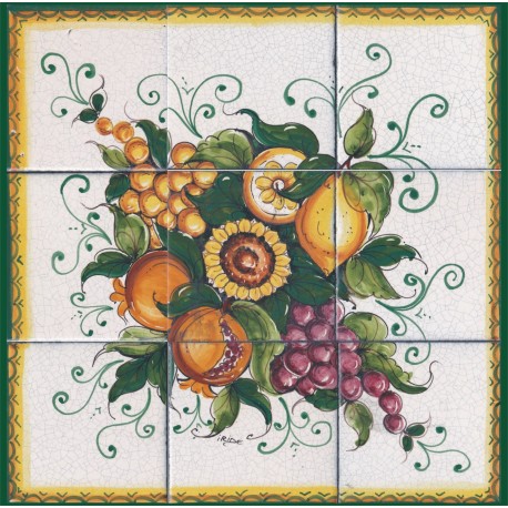 Pannello di Mattonelle in ceramica decoro frutta assortita